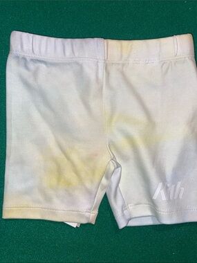 Kith Kids White Shorts with Yellow Tie-Dye Accents